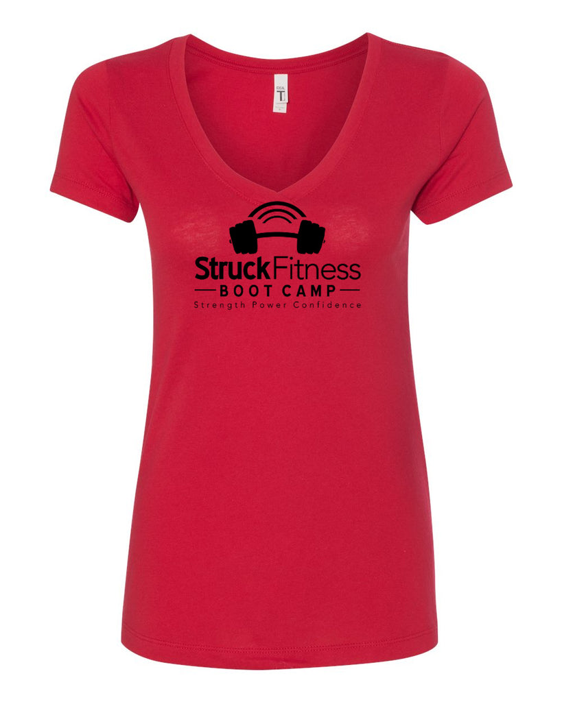 struck fitness next level - women's ideal v-neck tee - 1540 - w/ black out logo