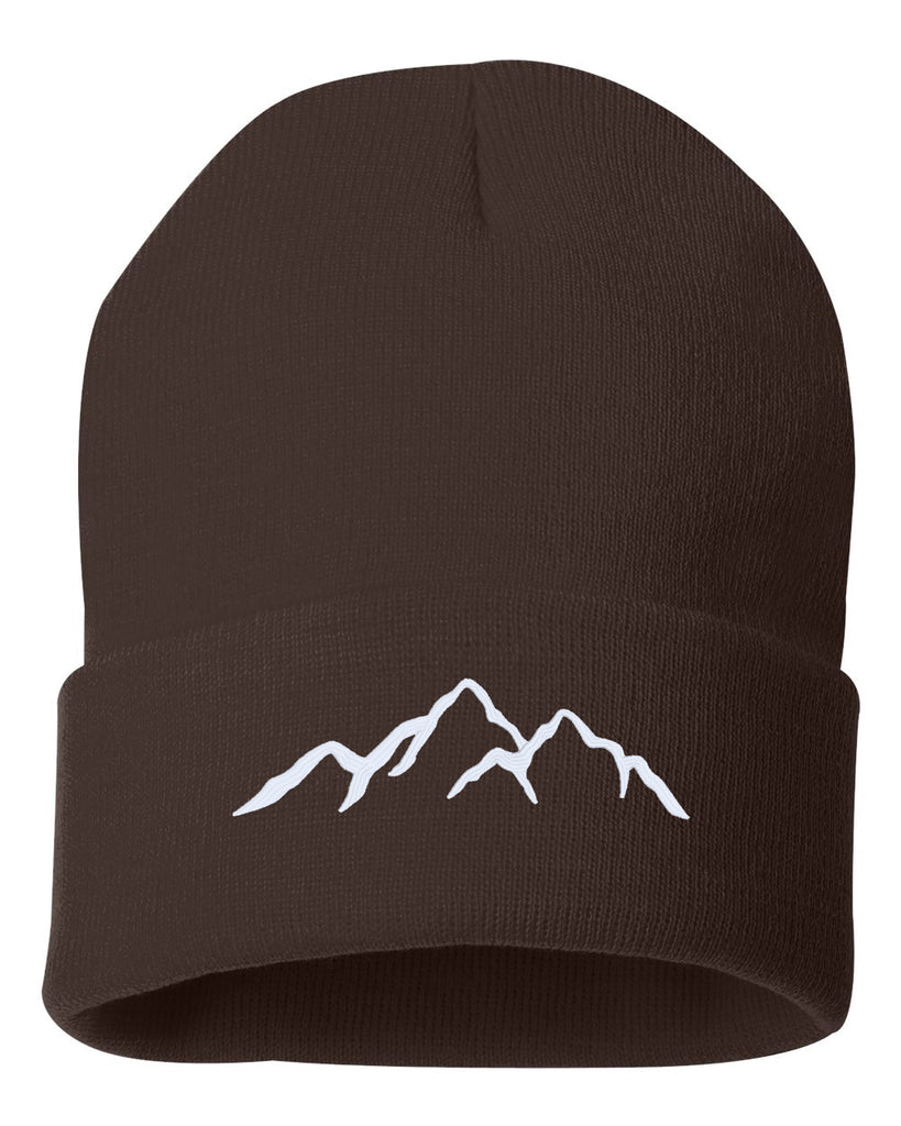 mountains embroidered cuffed beanie hat