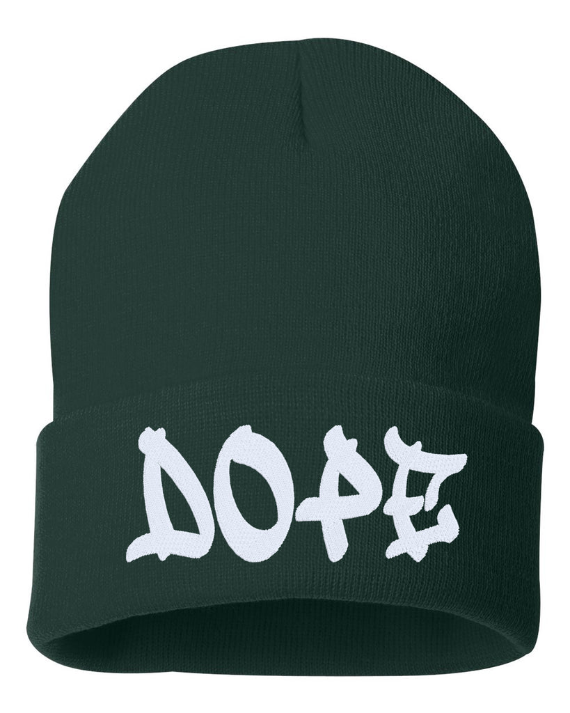 dope embroidered cuffed beanie hat