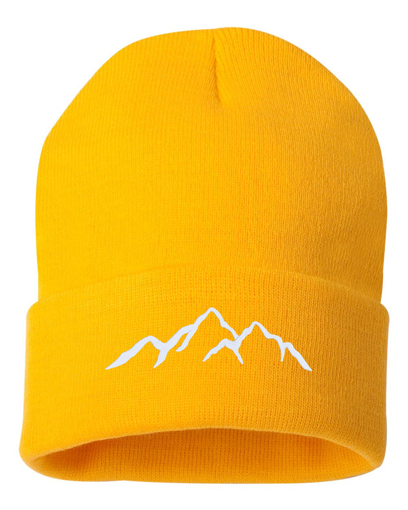 mountains embroidered cuffed beanie hat