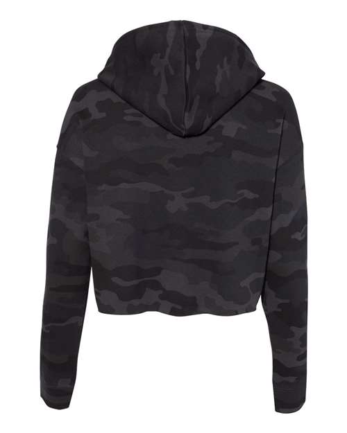flfa black camo women’s lightweight cropped hooded sweatshirt - afx64crp w/ flfa cutters cheer logo on front