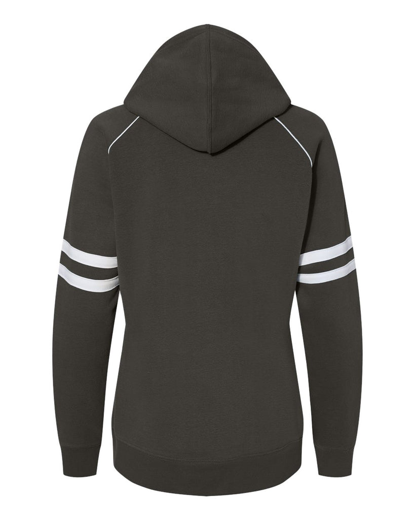 flfa black ja women's varsity fleece piped hooded sweatshirt - 8645 w/ flfa cutters cheer logo on front