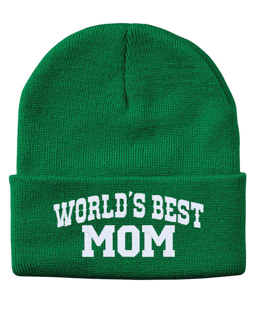 world's best mom embroidered cuffed beanie hat
