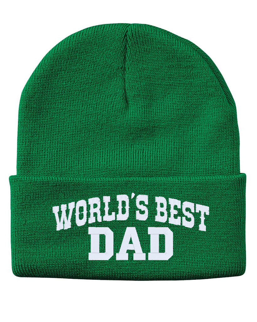world's best dad embroidered cuffed beanie hat