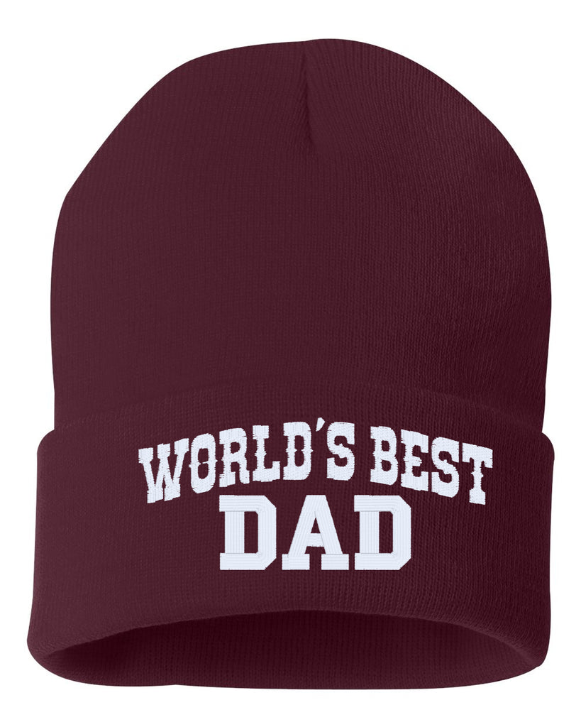 world's best dad embroidered cuffed beanie hat