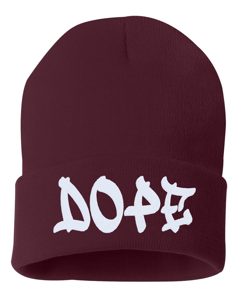 dope embroidered cuffed beanie hat