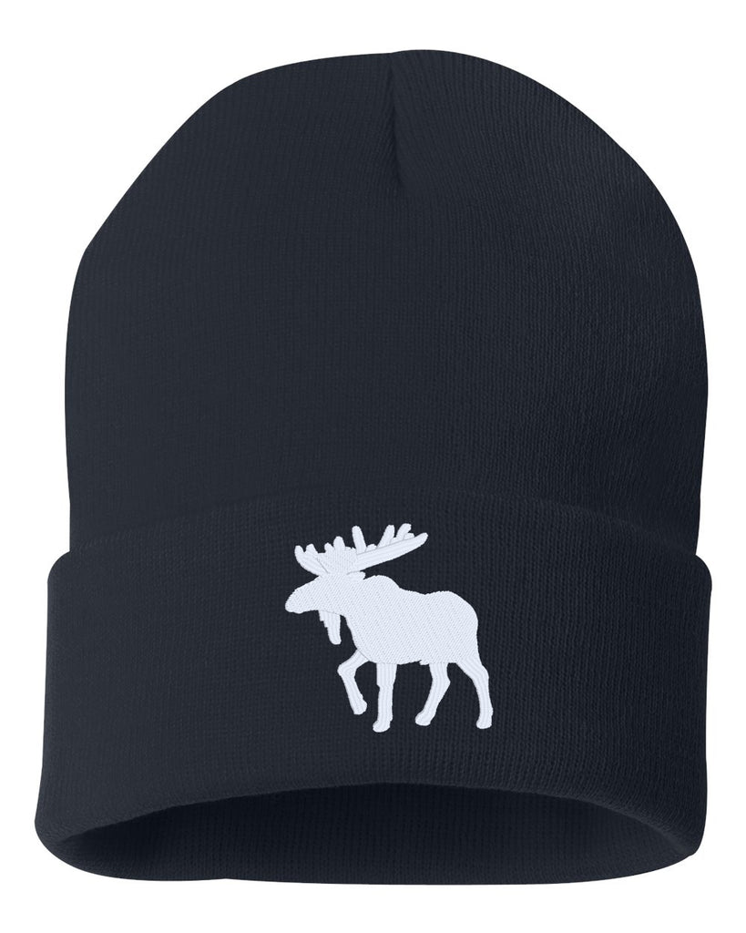 moose embroidered cuffed beanie hat