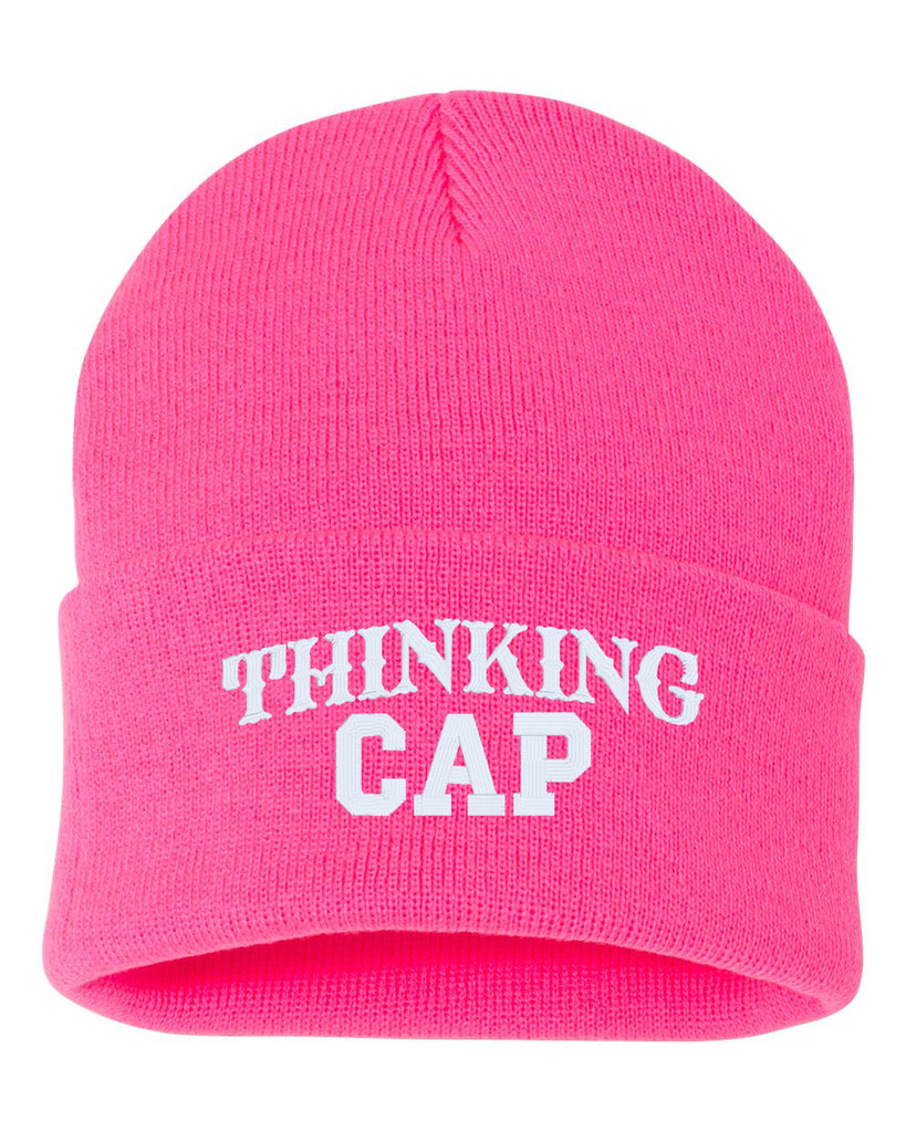 thinking cap embroidered cuffed beanie hat