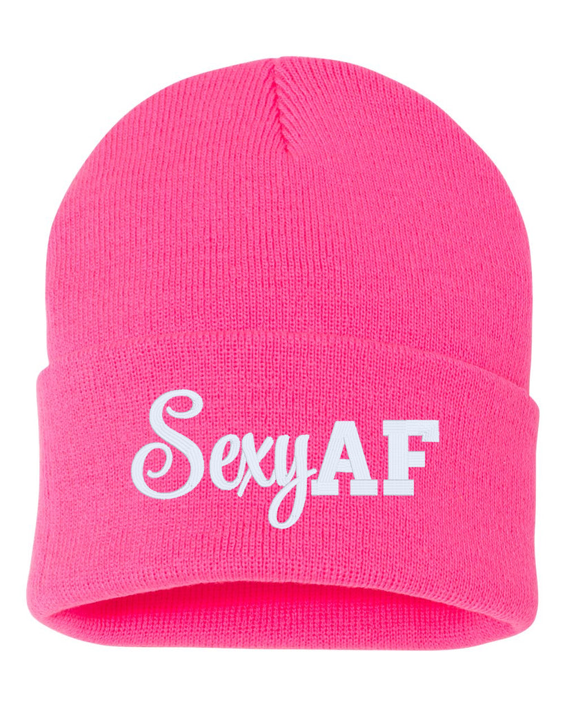 sexy af embroidered cuffed beanie hat