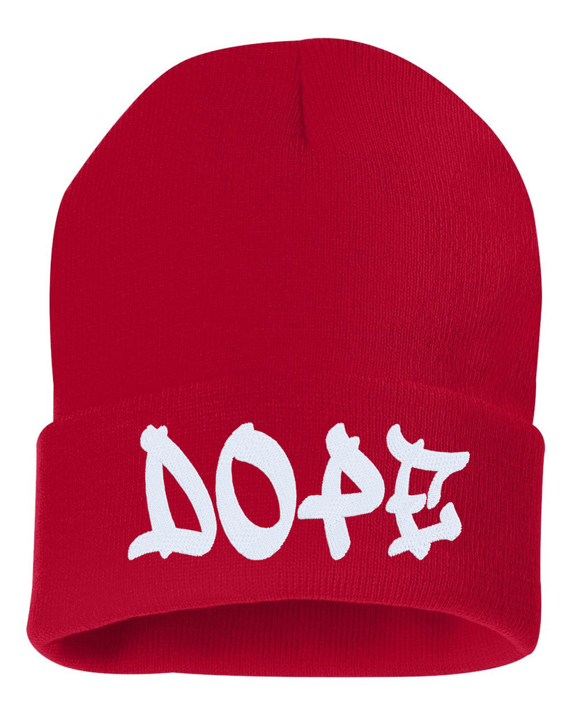 dope embroidered cuffed beanie hat