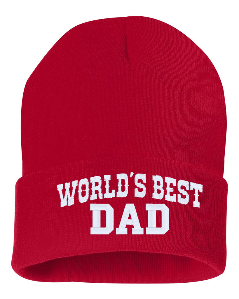 world's best dad embroidered cuffed beanie hat