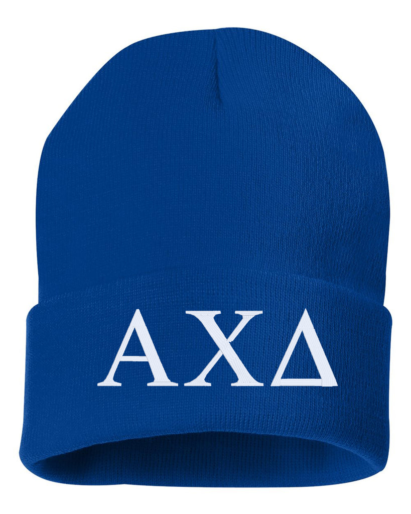 greek letters sorority/fraternity embroidered cuffed beanie hat