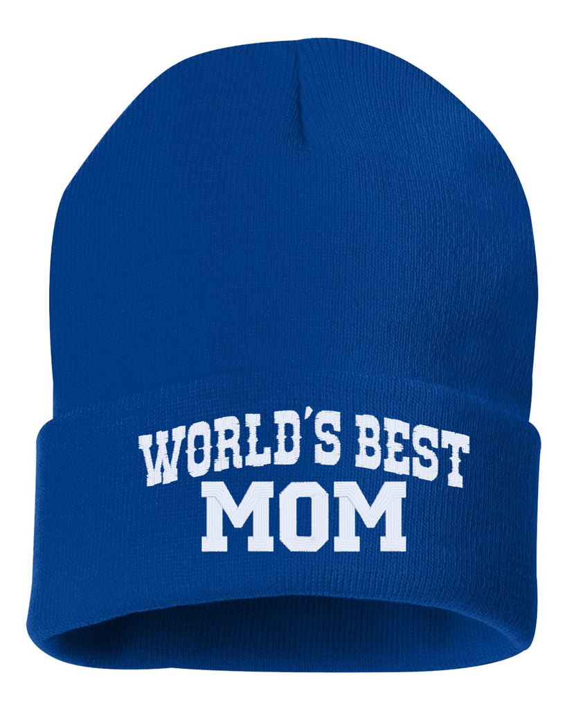 world's best mom embroidered cuffed beanie hat