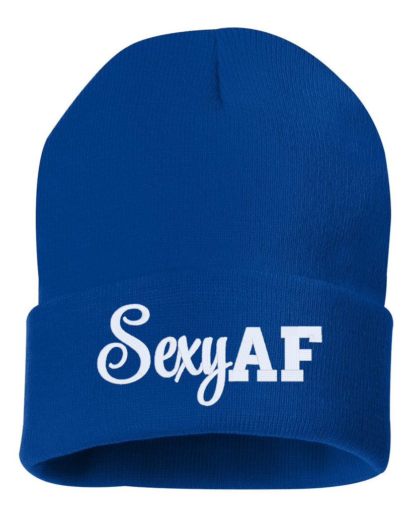 sexy af embroidered cuffed beanie hat