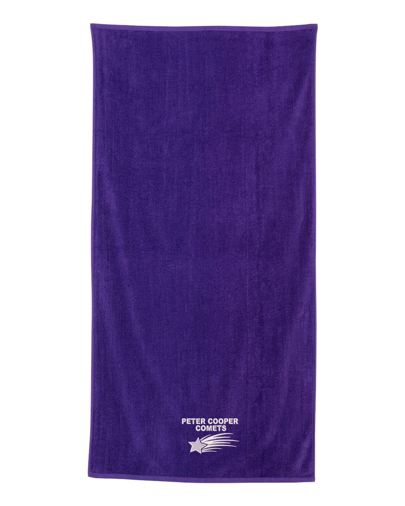 Peter Cooper Comets Velour Beach Towel - QV3060 w/ Logo 1 on Front