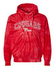 Hazleton Area Cougars - RED Dyenomite - Cyclone Tie-Dyed Hooded Sweatshirt - 854CY w/ COUGARS Mom Embroidered Design on Front.