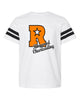 Ringwood Rattlers White 6137 FOOTBALL TEE w/ 2 Color R Cheerleading Design on Front