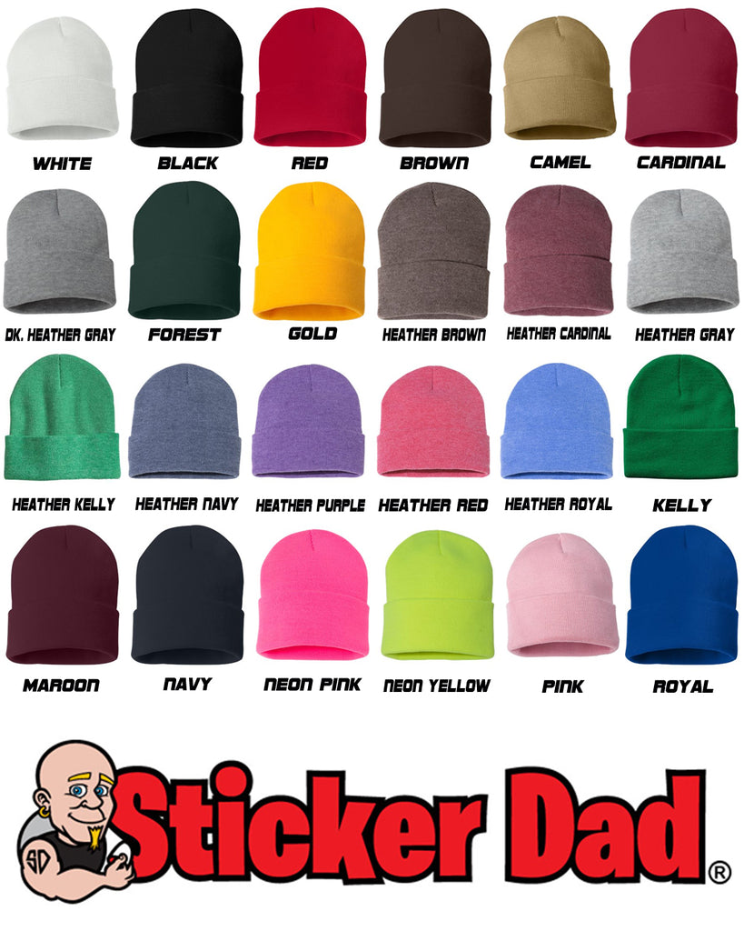 cowboy embroidered cuffed beanie hat