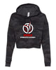 World Gymnastics Black Camo Women’s Lightweight Cropped Hooded Sweatshirt  w/ 2 Color Design on Front