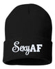 sexy af embroidered cuffed beanie hat