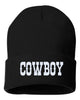 cowboy embroidered cuffed beanie hat