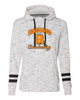 Ringwood Rattlers Black Women’s Mélange Fleece Striped-Sleeve Hooded Sweatshirt - 8674 w/ 2 Color CHEERLEADING Design on Front