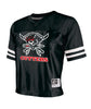 flfa black chasse all in jersey w/ flfa cutters cheer logo on front