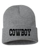 cowboy embroidered cuffed beanie hat
