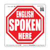 english spoken here stop sign v1 hard hat-helmet full color printed decal