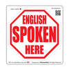 english spoken here stop sign v1 hard hat-helmet full color printed decal