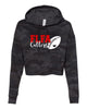 FLFA Black Camo Women’s Lightweight Cropped Hooded Sweatshirt - AFX64CRP  w/ FLFA Football Heart Design on Front