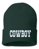 cowboy embroidered cuffed beanie hat