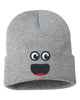 surprise face smile embroidered cuffed beanie hat