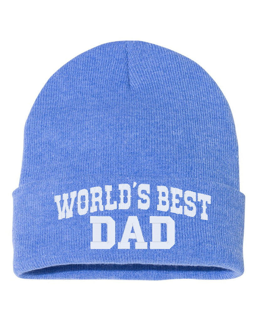 world's best dad embroidered cuffed beanie hat