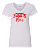 heights white short sleeve tee w/ heights mom design in red on front.
