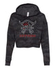 flfa black camo women’s lightweight cropped hooded sweatshirt - afx64crp  w/ flfa cutters cheer logo in spangle on front