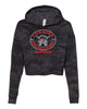 flfa black camo women’s lightweight cropped hooded sweatshirt - afx64crp  w/ flfa cutters cheer logo on front