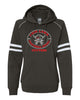 flfa black ja women's varsity fleece piped hooded sweatshirt - 8645  w/ flfa cutters cheer logo on front