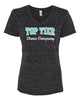 top tier dance black jerzees - women's snow heather jersey v-neck - 88wvr w/ top tier dance company logo on front