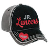 jr lancers glitter hat with optionial name in heart graphic