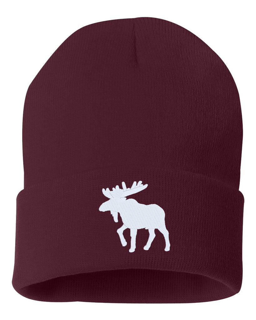 moose embroidered cuffed beanie hat