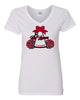 jr lancers competition cheer heavy cotton white shirt w/ mega bow 2 color design on front.