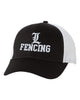 Lakeland Fencing Black & White Mesh-Back Trucker Cap - VC400 with White Embroidery