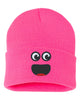 surprise face smile embroidered cuffed beanie hat