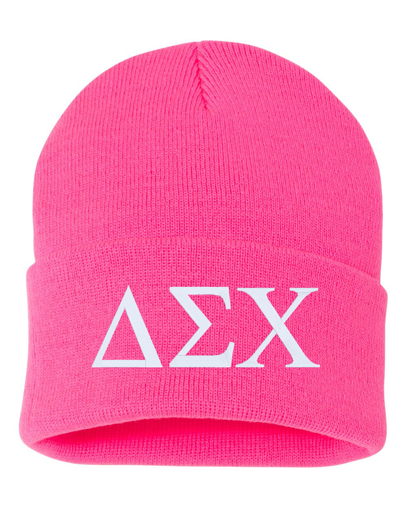 greek letters sorority/fraternity embroidered cuffed beanie hat