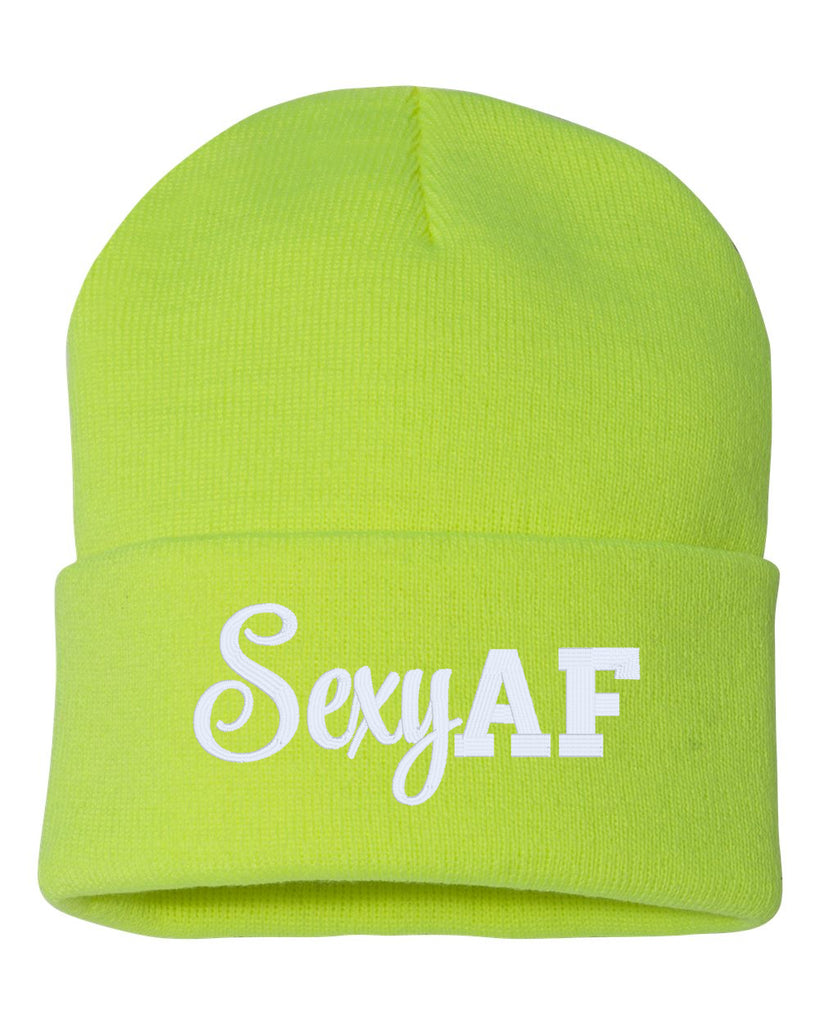 sexy af embroidered cuffed beanie hat