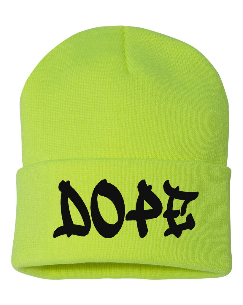 dope embroidered cuffed beanie hat