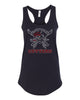 flfa black next level - women's ideal racerback tank - 1533  w/ flfa cutters cheer logo in spangle on front