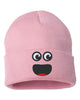 surprise face smile embroidered cuffed beanie hat