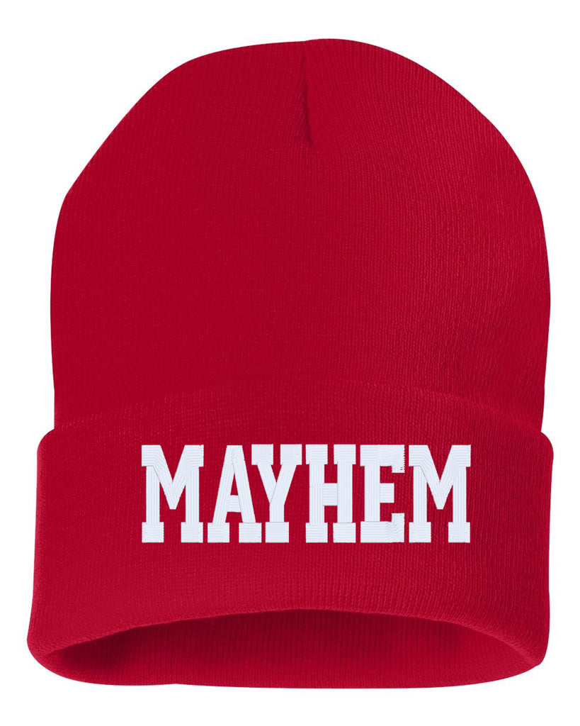mayhem embroidered cuffed beanie hat